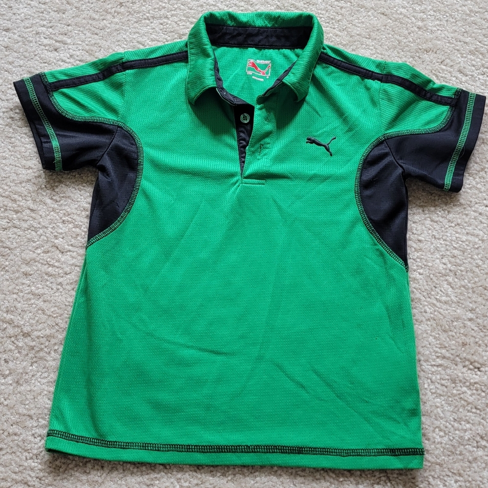 Puma Boys Green/Black Golf Polo Size 6